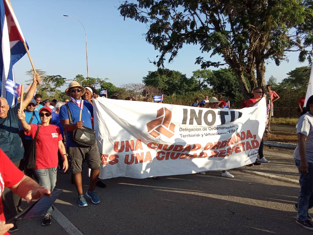 Representantes de los trabajadores de la Delegación del OTU en  Villa Clara en las actividades por el 1 de Mayo 2025.